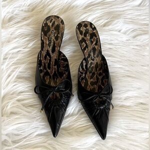 Dolce & Gabbana Black Leather Kitten Heels